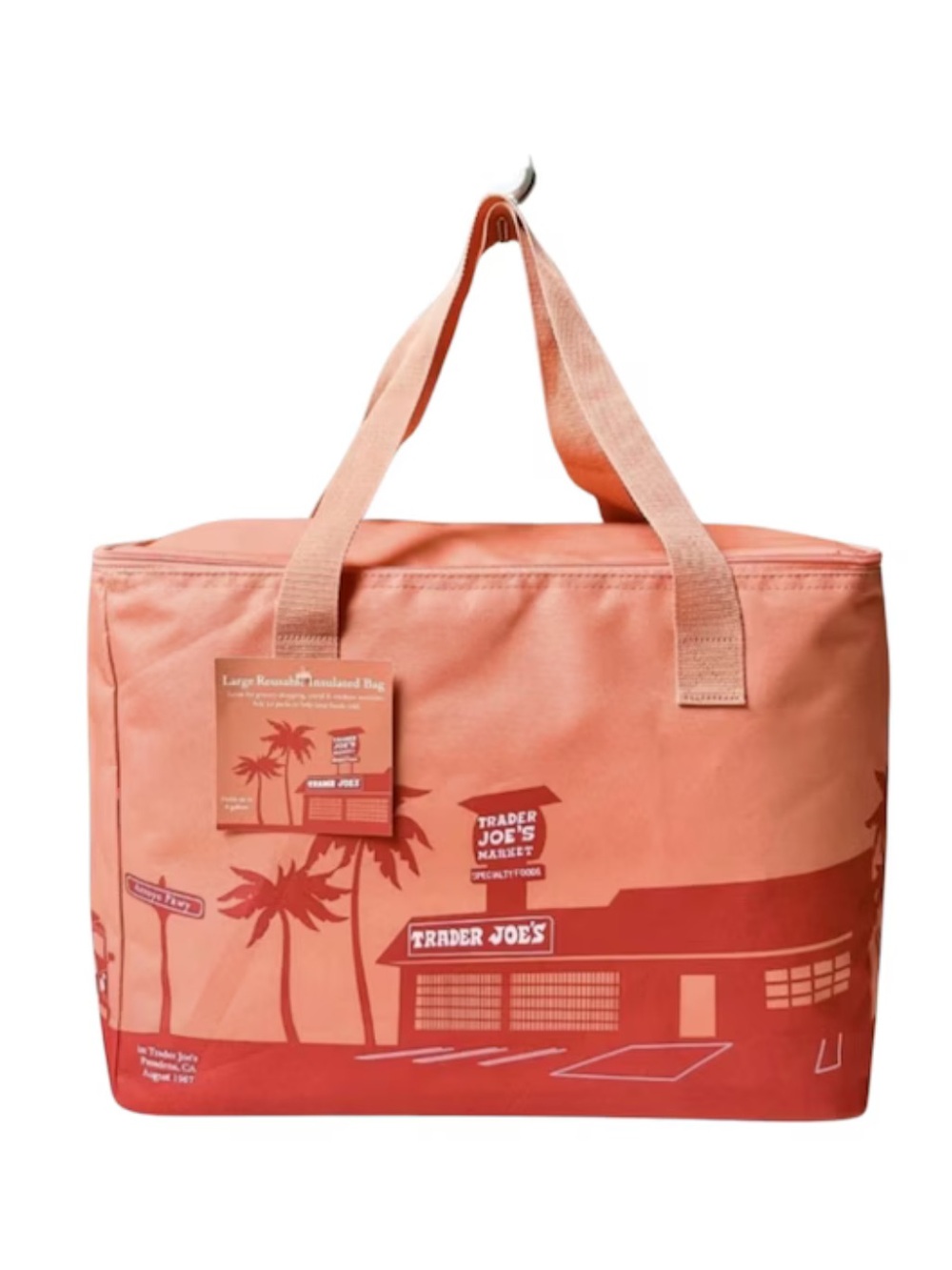 Trader Joe's Large Insulated Reusable Tote Bag 8 Gallon Peach Color NWT